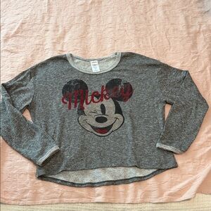 Disney Gray and Red Mickey Mouse Long Sleeve Tee